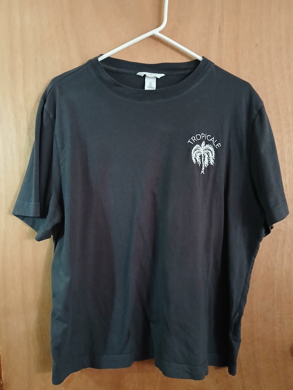 H&M Women's Gray T-Shirt with White Palm Graphic. Large.